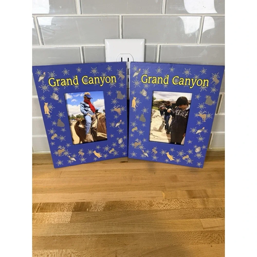 Grand Canyon Souvenir Picture Frames Set of 2 Blue Wildlife 4x6 Photo Decor
